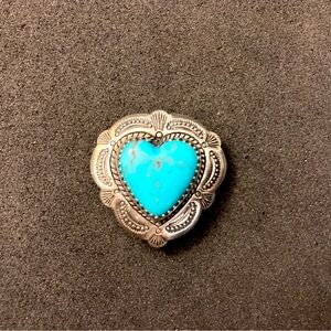 Vintage Turquoise Heart Sterling Silver Button Cover
